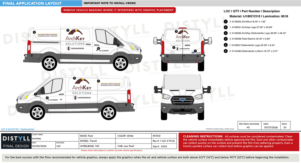 ArchKey, Ford, Transit, XL, 130WB, LR, CS Slider, NG, 2026