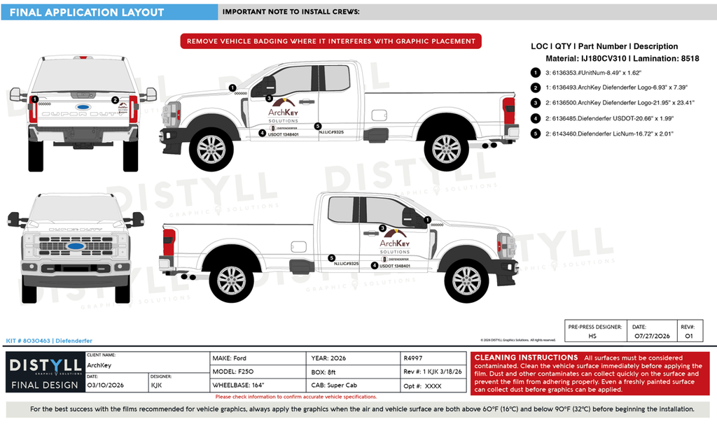 ArchKey, Ford, F-250, Super Cab, 8ft Bed, 164WB, 2026