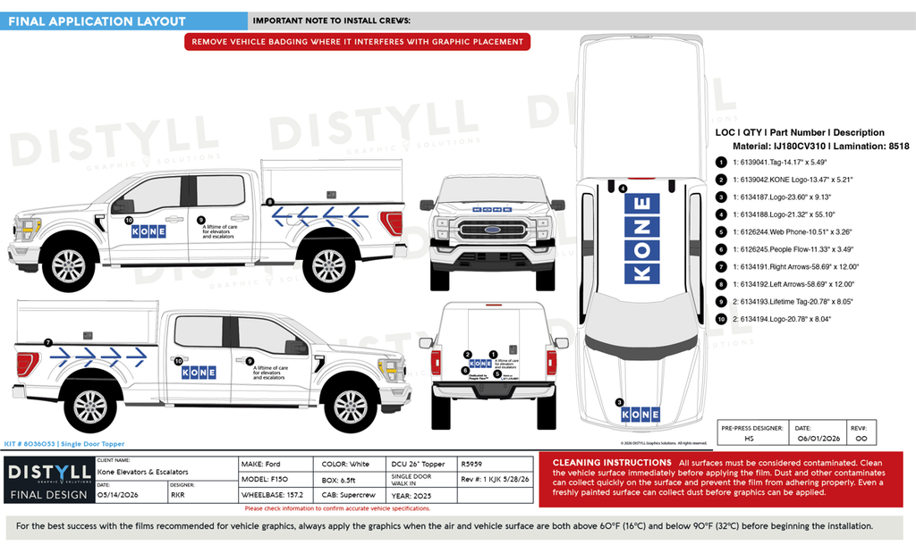 KONE Elevators and Escalators, Ford, F150, Supercrew, 6_5ft bed, 157_2WB, 2025, Rear Single Door Topper