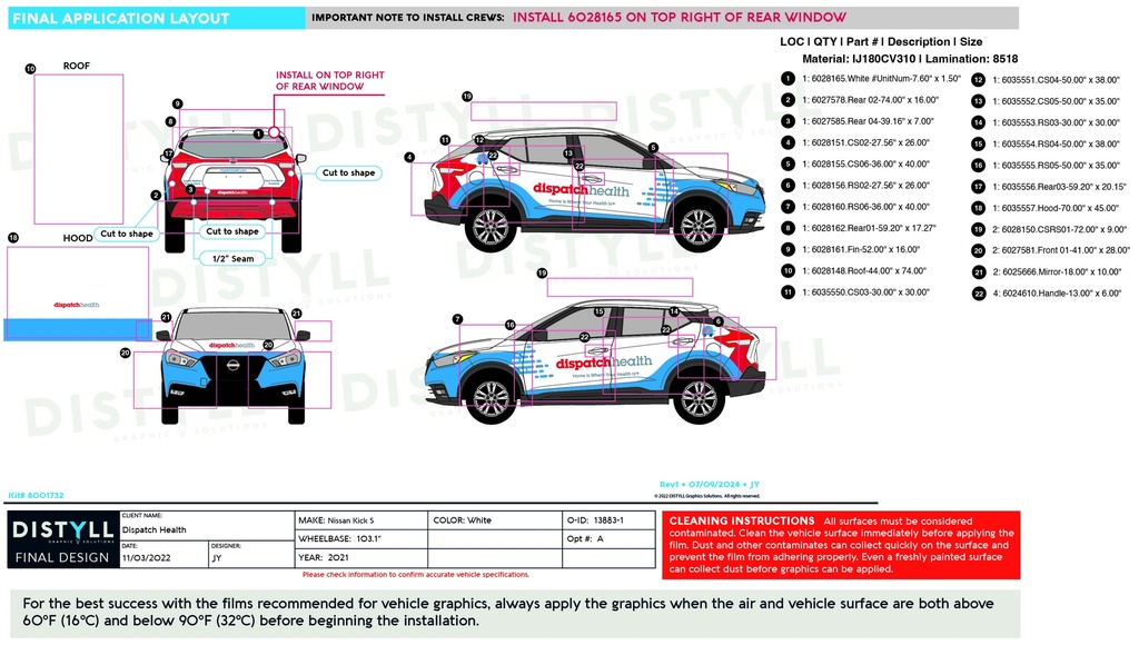 Dispatch, Dispatch Health, Nissan Kick S, 2021-, Full Wrap Kit